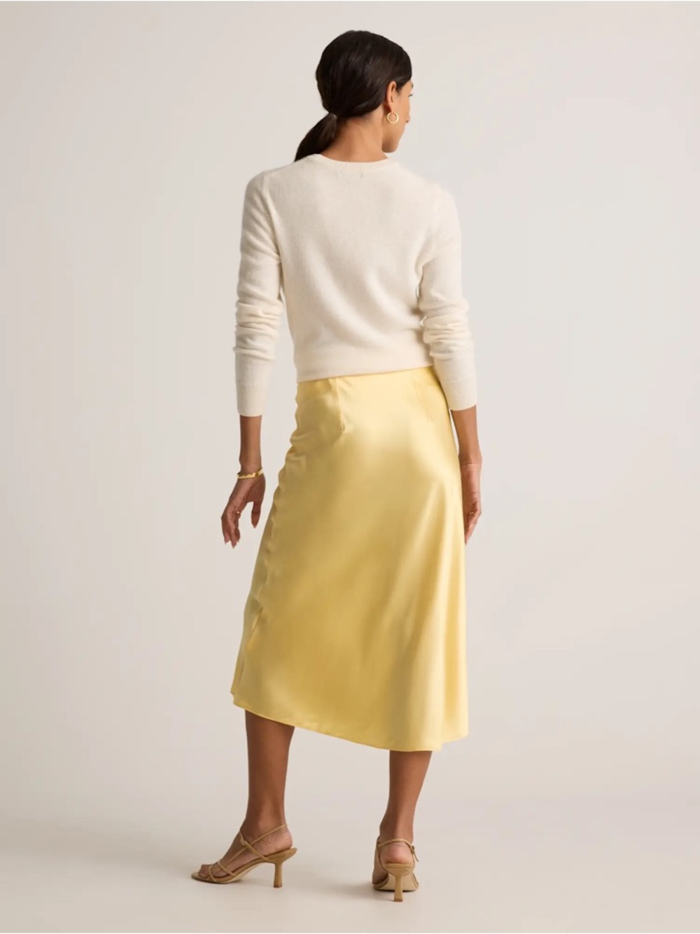 Quince Silk Skirt Midi in Yellow - Picture 8 of 9